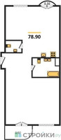 Планировка трехкомнатной(квартира) площадью 78.9 квадратных метров в “ЖК Дом Достижение”