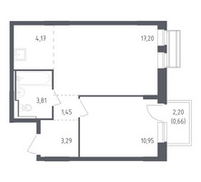 Планировка однокомнатной(квартира) площадью 41.53 квадратных метров в “ЖК Рублевский Квартал”