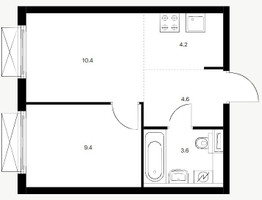 Планировка однокомнатной(квартира) площадью 32 квадратных метров в “ЖК Кольская 8”