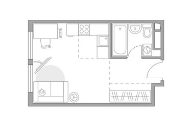 Планировка студии(квартира) площадью 28.04 квадратных метров в ЖК “ЖК Гранель Коломенское”