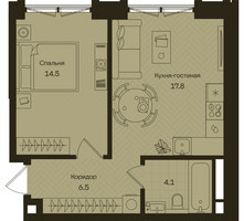 Планировка однокомнатной(квартира) площадью 42.9 квадратных метров в “ЖК Дом на Часовой”