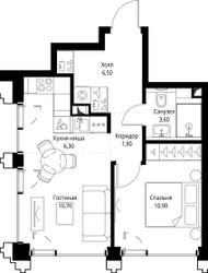 Планировка однокомнатной(квартира) площадью 40.4 квадратных метров в ЖК “ЖК СЕТ”