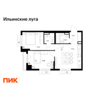 Планировка двухкомнатной(квартира) площадью 49.99 квадратных метров в “ЖК Ильинские луга”