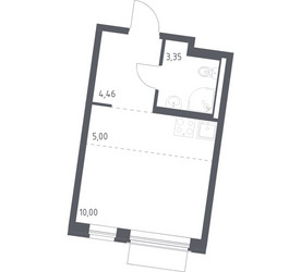 Планировка студии(квартира) площадью 22.81 квадратных метров в ЖК “ЖК Квартал Западный”