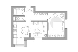 Планировка однокомнатной(квартира) площадью 65.5 квадратных метров в “ЖК Императорские Мытищи”