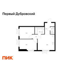 Планировка двухкомнатной(квартира) площадью 49.7 квадратных метров в ЖК “ЖК Первый Дубровский”