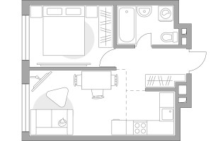 Планировка двухкомнатной(квартира) площадью 37.13 квадратных метров в “ЖК BeLuck Коломенское”