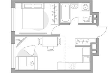 Планировка двухкомнатной(квартира) площадью 37.13 квадратных метров в ЖК “ЖК BeLuck Коломенское”