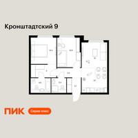 Планировка двухкомнатной(квартира) площадью 60.2 квадратных метров в “ЖК Кронштадтский 9”