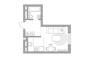 Планировка студии(квартира) площадью 28.62 квадратных метров в ЖК “ЖК Живописный”