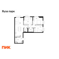 Планировка трехкомнатной(квартира) площадью 86.1 квадратных метров в “ЖК Яуза Парк (Мытищи)”