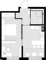 Планировка однокомнатной(квартира) площадью 38.2 квадратных метров в “ЖК MALEVICH (Малевич)”