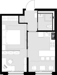 Планировка однокомнатной(квартира) площадью 38.2 квадратных метров в ЖК “ЖК MALEVICH (Малевич)”