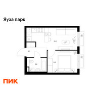 Планировка однокомнатной(квартира) площадью 32.3 квадратных метров в “ЖК Яуза Парк (Мытищи)”