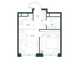 Планировка двухкомнатной(квартира) площадью 34.6 квадратных метров в “ЖК Левел Звенигородская”