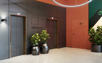 Зона ожидания лифтов ЖК "LEVEL АМУРСКАЯ"