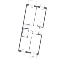 Планировка трехкомнатной(квартира) площадью 81.39 квадратных метров в “ЖК Квартал Западный”