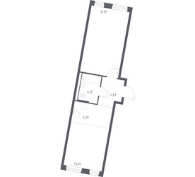 Планировка однокомнатной(квартира) площадью 48.06 квадратных метров в ЖК “ЖК Квартал Западный”