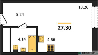 Планировка студии(квартира) площадью 27.2 квадратных метров в “ЖК Self (Селф)”