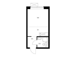 Планировка студии(квартира) площадью 19.9 квадратных метров в “ЖК Открытый парк”