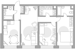 Планировка трехкомнатной(квартира) площадью 82.07 квадратных метров в “ЖК Мневники от Гранель”