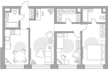 Планировка трехкомнатной(квартира) площадью 82.07 квадратных метров в ЖК “ЖК Мневники от Гранель”