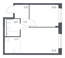 Планировка однокомнатной(квартира) площадью 40.62 квадратных метров в “ЖК Молжаниново”