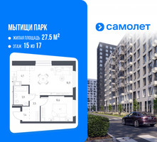 Планировка однокомнатной(квартира) площадью 39.8 квадратных метров в “ЖК Мытищи Парк”
