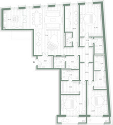 Планировка трехкомнатной(квартира) площадью 295.09 квадратных метров в ЖК “Фамильный дом Люче”
