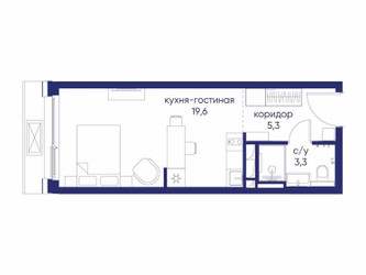 Планировка студии(квартира) площадью 28.22 квадратных метров в ЖК “ЖК Остров”