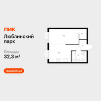 Планировка однокомнатной(квартира) площадью 32.3 квадратных метров в “ЖК Люблинский парк”