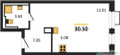 Планировка студии(квартира) площадью 30.5 квадратных метров в “ЖК Квартал Герцена”