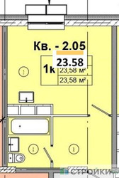 Планировка студии(квартира) площадью 23.58 квадратных метров в ЖК “ЖК Радость (Радумля Парк)”