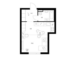 Планировка студии(квартира) площадью 28.8 квадратных метров в “ЖК Саларьево парк”
