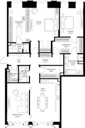 Планировка двухкомнатной(квартира) площадью 154.6 квадратных метров в ЖК “ЖК Климашкина 7/11”