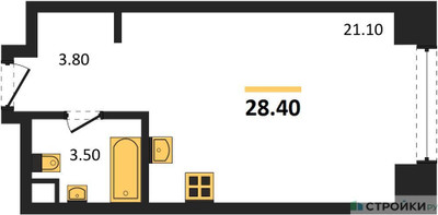 Планировка студии(квартира) площадью 28.4 квадратных метров в ЖК “ЖК Нагатино Ай-Лэнд”