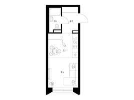 Планировка студии(квартира) площадью 24.2 квадратных метров в “ЖК Матвеевский парк”