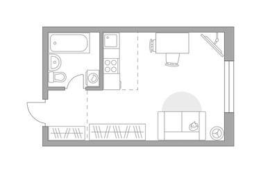 Планировка студии(квартира) площадью 22.23 квадратных метров в ЖК “ЖК Аникеевский”