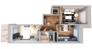 Планировка двухкомнатной(квартира) площадью 66.01 квадратных метров в “ЖК Московский (Красная Горка-2)”