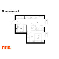 Планировка однокомнатной(квартира) площадью 33.2 квадратных метров в “ЖК Ярославский”