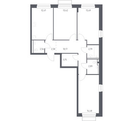 Планировка трехкомнатной(квартира) площадью 78.6 квадратных метров в ЖК “ЖК Новое Внуково”
