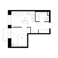 Планировка однокомнатной(квартира) площадью 32.5 квадратных метров в “ЖК Онежский вал”