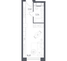 Планировка студии(апартаменты) площадью 22.57 квадратных метров в “ЖК Пятницкое 58 (Перец)”