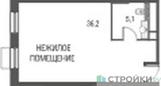 Планировка студии(квартира) площадью 41.4 квадратных метров в “ЖК Резиденции Архитекторов”
