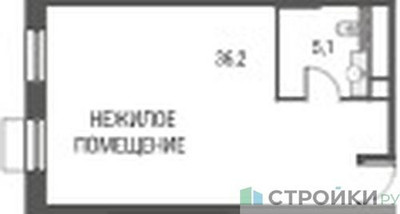 Планировка студии(квартира) площадью 41.4 квадратных метров в ЖК “ЖК Резиденции Архитекторов”