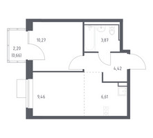 Планировка однокомнатной(квартира) площадью 35.29 квадратных метров в “ЖК Молжаниново”