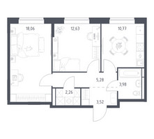 Планировка двухкомнатной(квартира) площадью 56.5 квадратных метров в “ЖК Богдановский Лес”