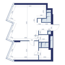 Планировка однокомнатной(квартира) площадью 56.3 квадратных метров в ЖК “ЖК ХАЙДАУТ”