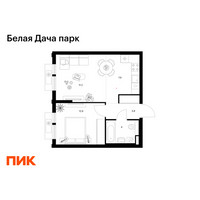 Планировка однокомнатной(квартира) площадью 39.8 квадратных метров в “ЖК Белая Дача парк”