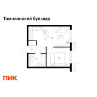 Планировка однокомнатной(квартира) площадью 32.8 квадратных метров в “ЖК Томилинский бульвар”